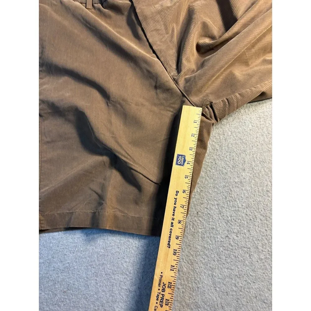 Alfani Chino Shorts Mens Size 36 Brown Pinstripe Modal Pockets Casual Flat Front